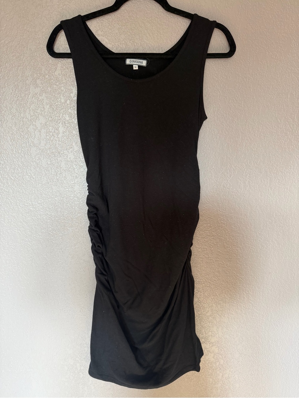 Black Ruched Side Maternity Tank Dress